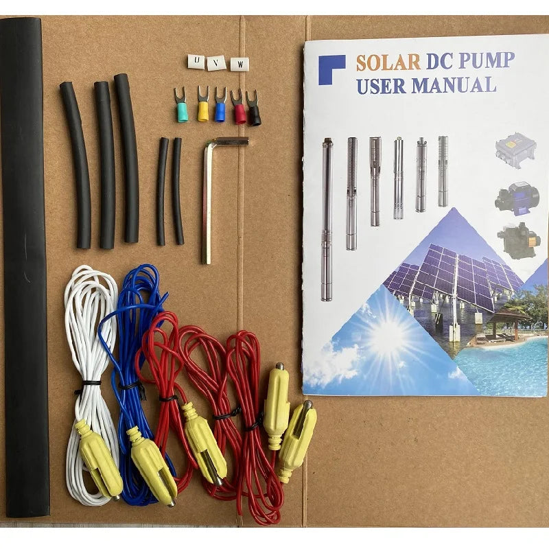 Pompe submersible solaire pour forage DC, 4 pouces, sortie 1,25 pouce, avec turbine (hélice) en acier inoxydable
