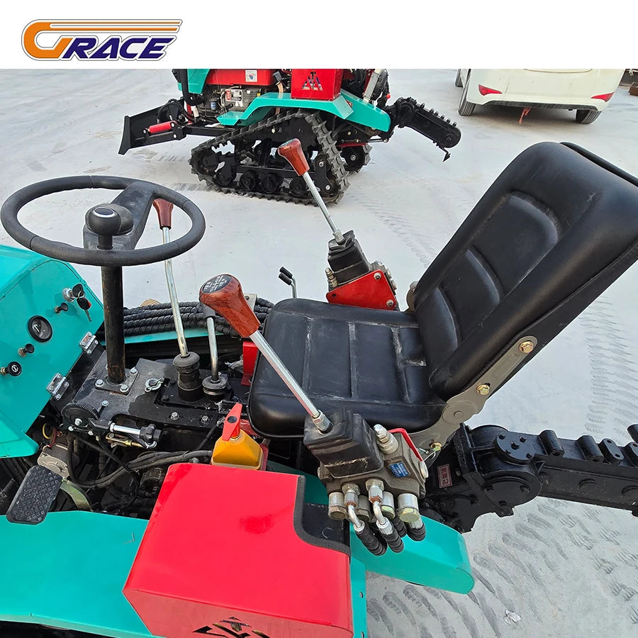 Machine Agricole 5 en 1 – Mini Tracteur à Chenilles avec Excavateur