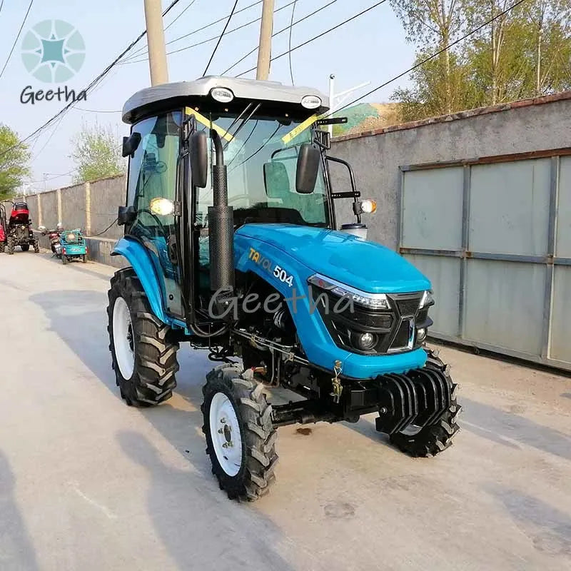Mini tracteur agricole multifonction 4x4, compact, avec démarrage électrique et chargeur frontal intégré