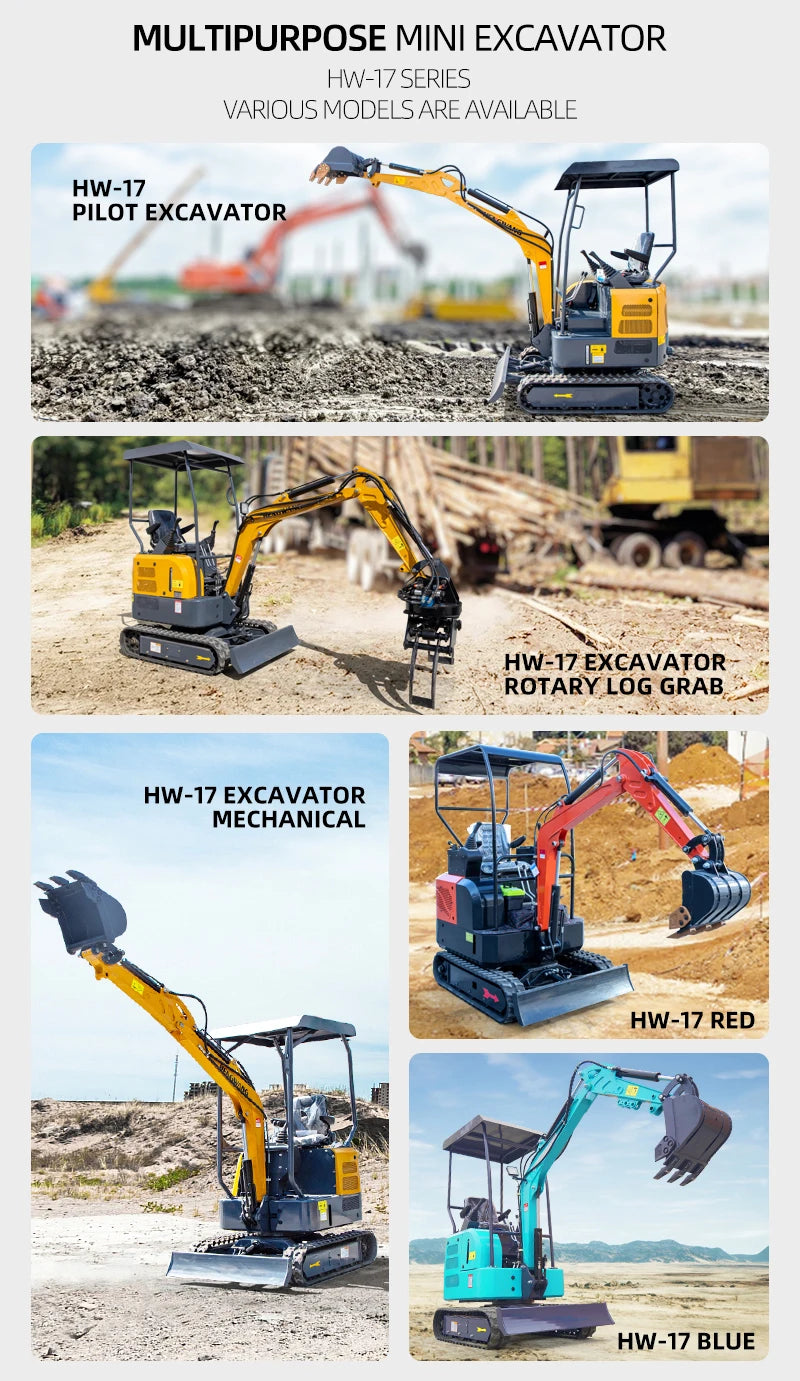 Mini-pelle sur chenilles HW-17 – 1,7 tonne