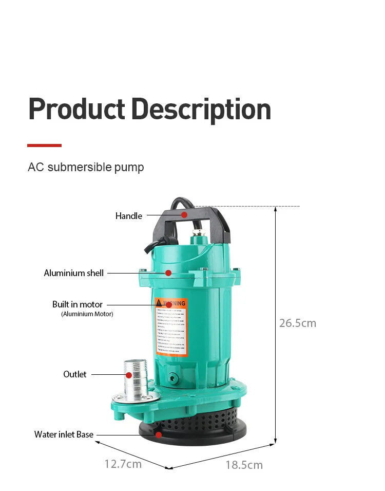 Pompe Submersible Haute Puissance – Eau Propre et Sale