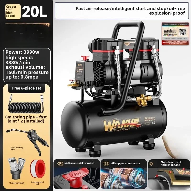 Compresseur d’air portable industriel 220V, haute pression