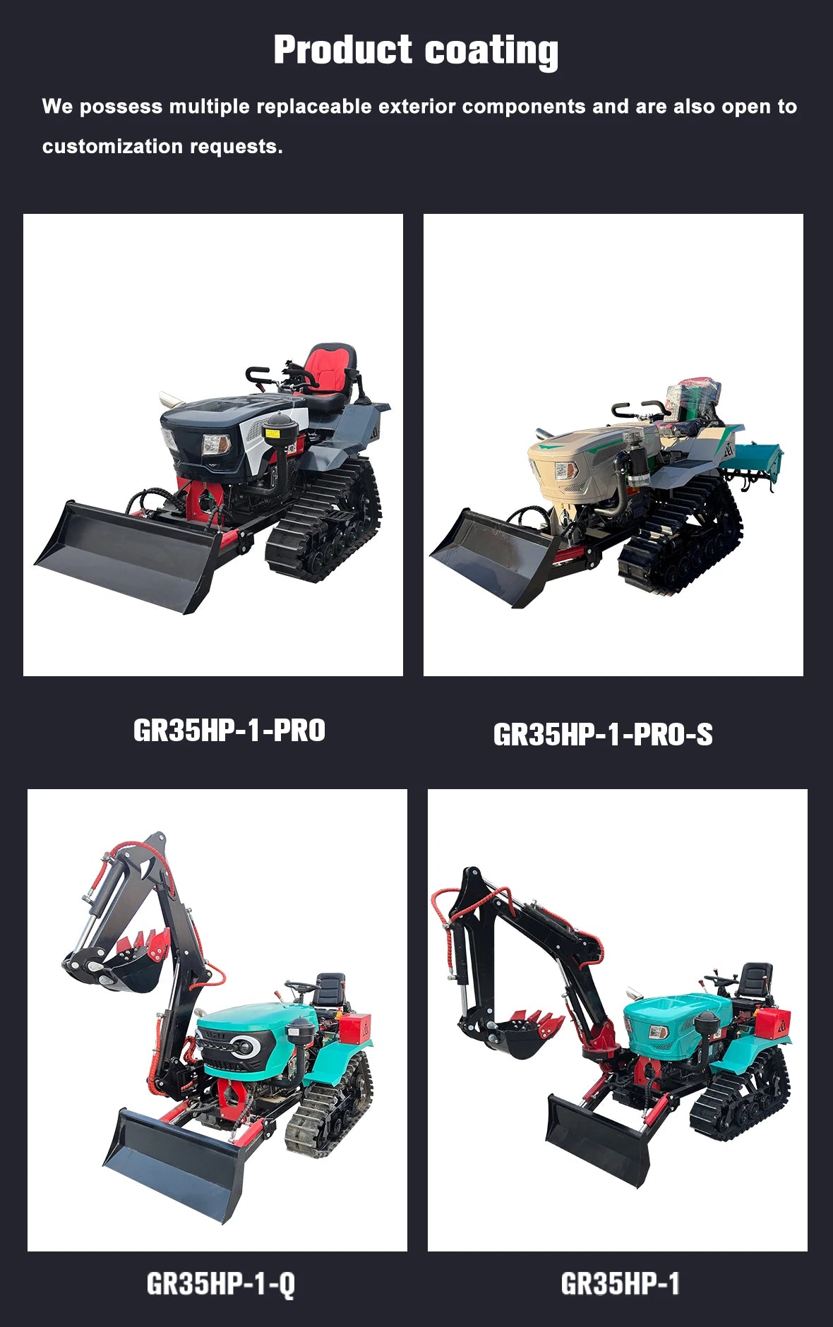 Machine Agricole 5 en 1 – Mini Tracteur à Chenilles avec Excavateur