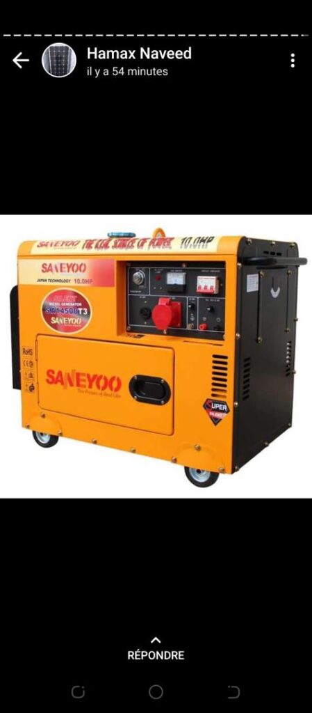 Générateur Diesel Monophasé – 3 kW à 12 kVA