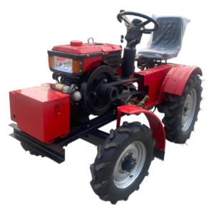 Mini tracteur agricole multifonction 4x4, compact, avec démarrage électrique et chargeur frontal intégré